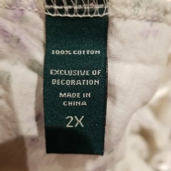 Lauren Ralph Lauren cream w/purple flowers long sleeve pajamas sz 2X EUC - Picture 5 of 8